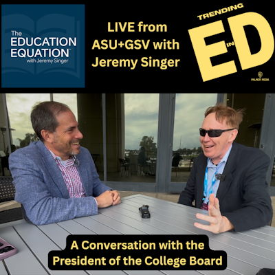 Jeremy Singer and Mike Palmer having conversation at ASU-GSV